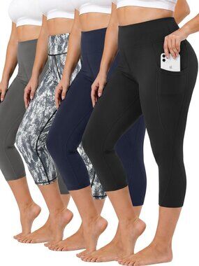 Tummy Control Capri Leggings for Women | Plus Size Yoga Pants with Pockets